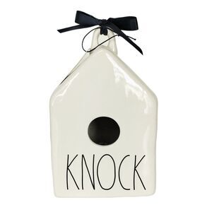 Farmhouse Rae Dunn by Magenta "Knock" White Ceramic Garden Birdhouse